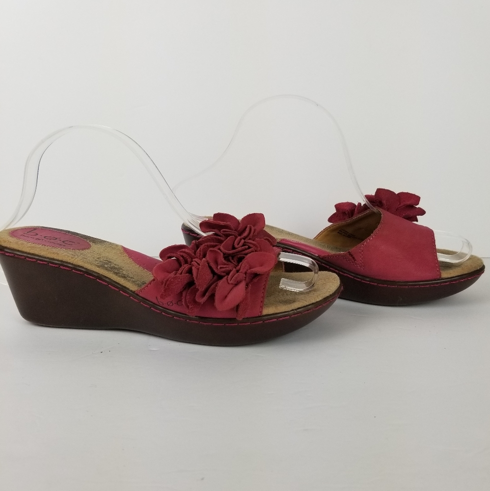 B.o.c. born concepts pink leather slide wedges